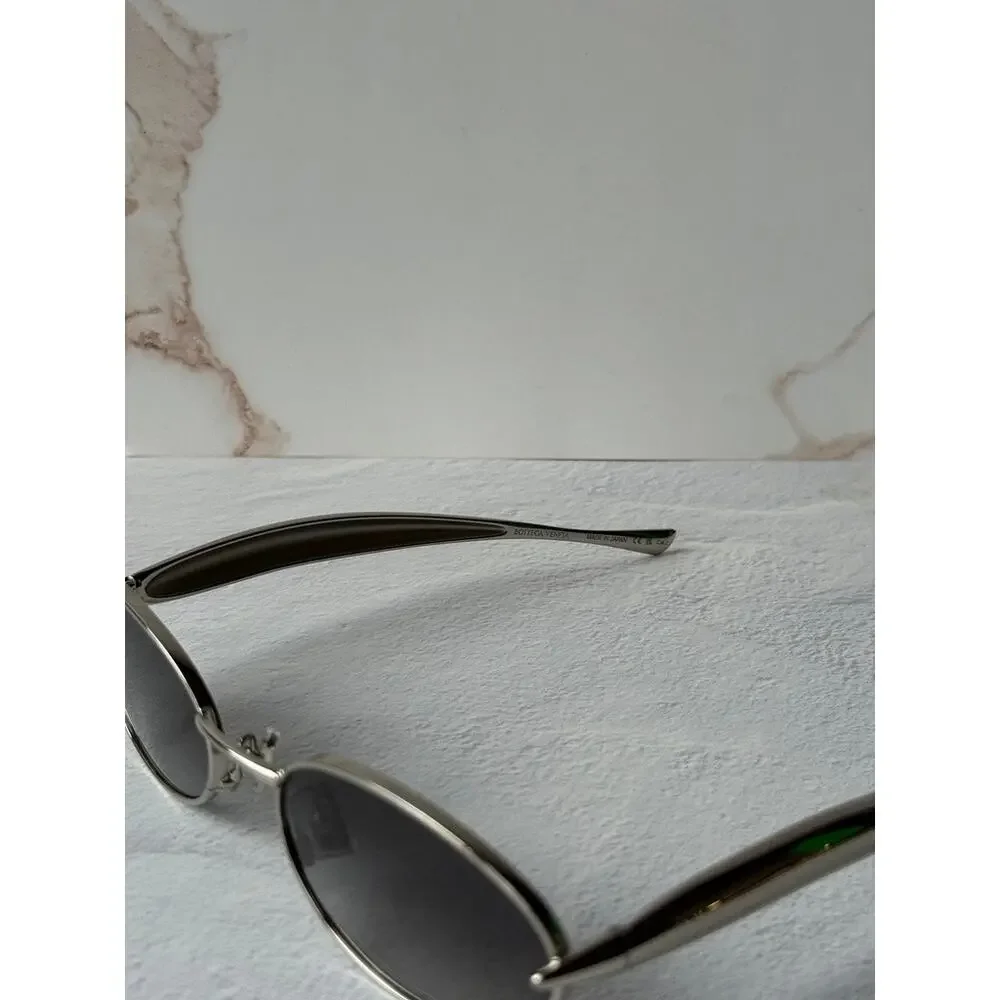 NEW Bottega Veneta BV1386S Silver Sardine Oval Sunglasses $655